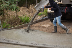 Pouring concrete driveway